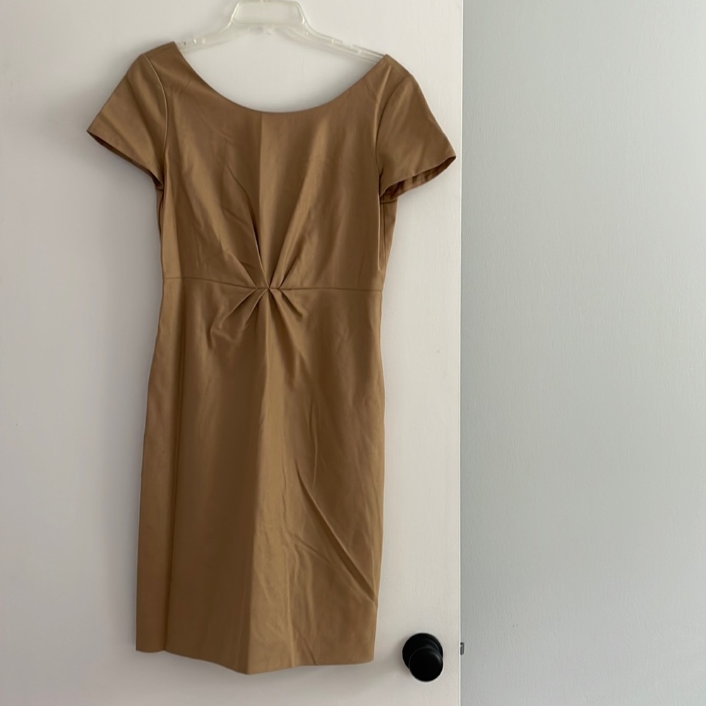 J Crew camel wool dress.